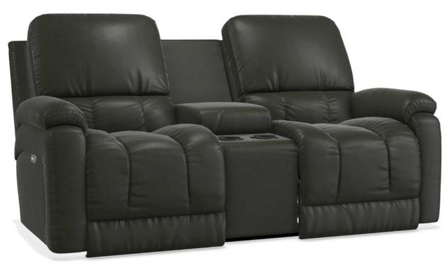 La-Z-Boy® Greyson Ice Leather Power Reclining Loveseat with Console 14