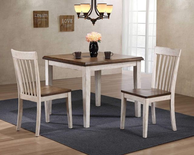 TEI Smart Buy Antique White/Walnut Dining Table 2