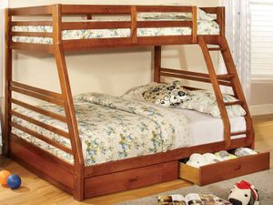Furniture of America® California III Oak Twin/Full Bunk Bed