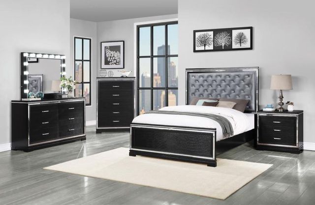 Coaster® Eleanor 4-Piece Black Upholstered Bedroom Set | Evans ...