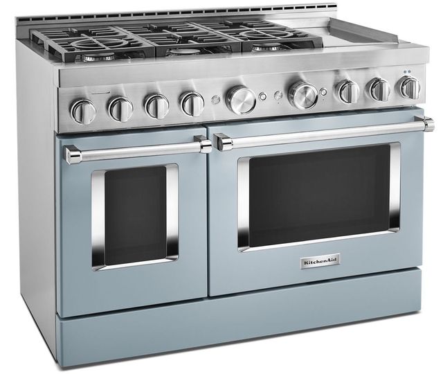 KitchenAid® 48" Misty Blue Smart Commercial-Style Gas Range with Griddle-3