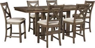 Signature Design by Ashley® Moriville 7-Piece Grayish Brown Counter Height Dining Table Set