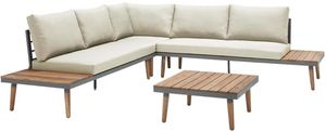 Progressive® Furniture Dockside 4-Piece Natural/Tea Outdoor Sectional Set with Table