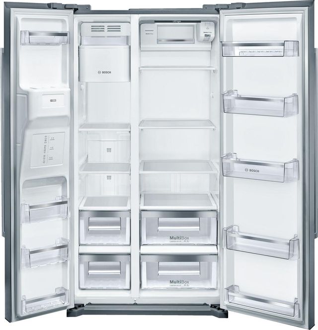 Bosch 300 Series 20.2 Cu. Ft. Stainless Steel Counter Depth Side By Side Refrigerator 1