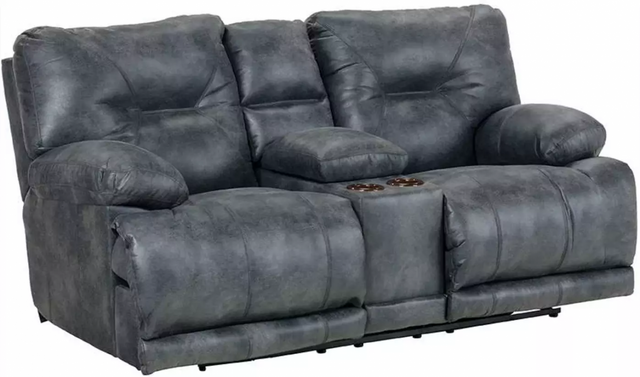 Catnapper® Voyager Slate Power Reclining Lay Flat Console Loveseat with Storage and Cupholders