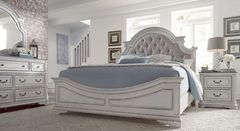Liberty Magnolia Manor 4-Piece Antique White Queen Upholstered Bedroom Set