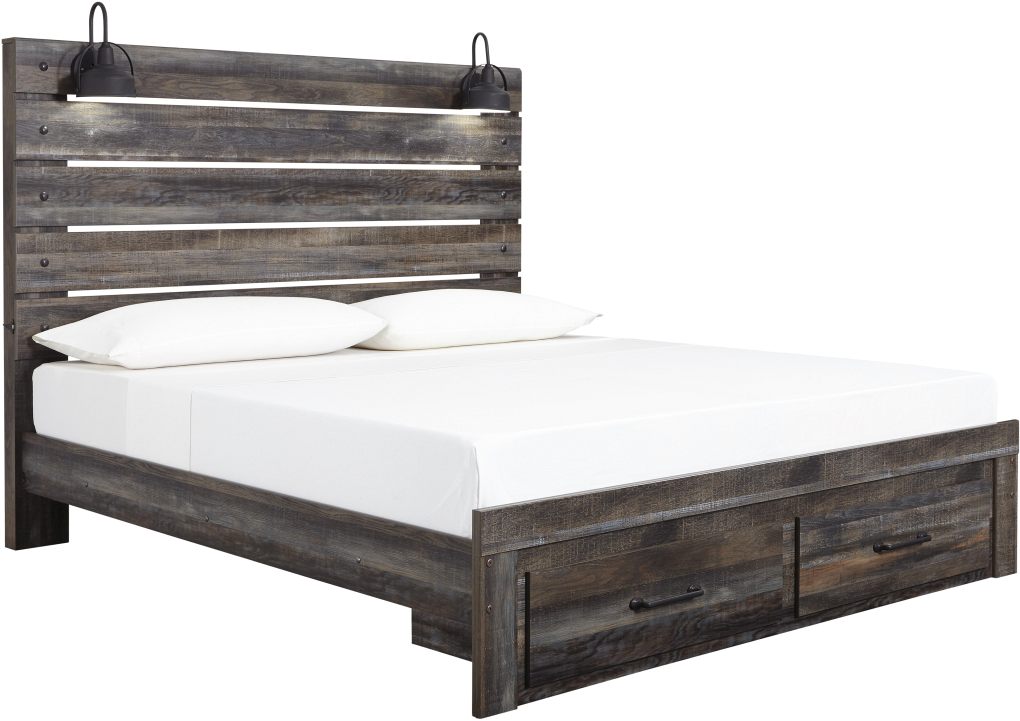Signature Design by Ashley® Drystan Brown King Panel Bed with Footboard Storage