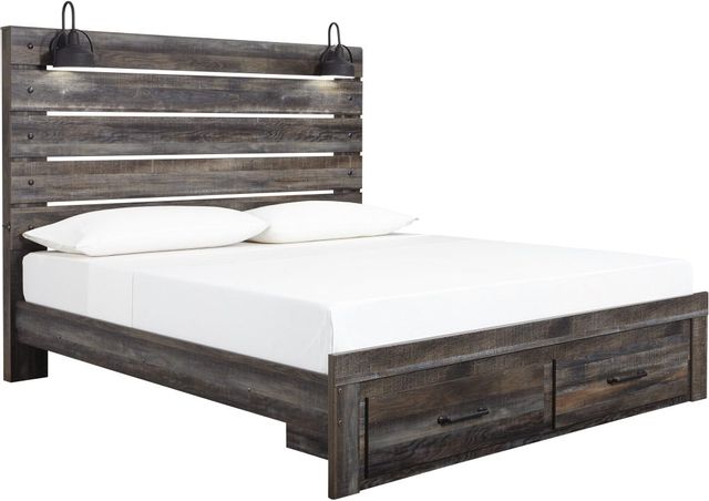Signature Design by Ashley® Drystan Brown King Panel Bed with Footboard Storage-0