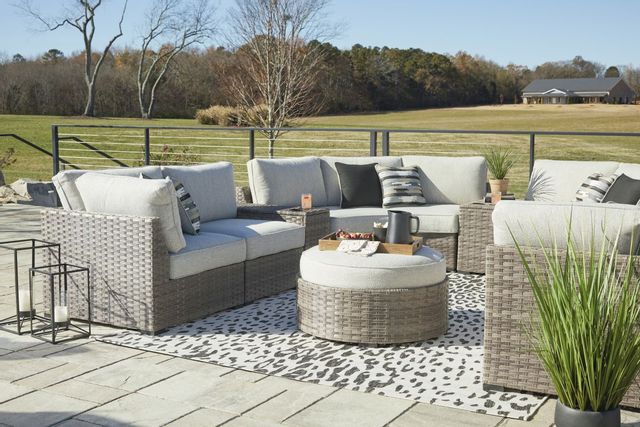 Signature Design by Ashley® Calworth Beige Outdoor Ottoman-3