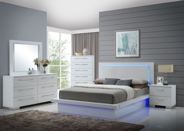 New Classic® Home Furnishings Sapphire High Gloss White Laminate Chest-0