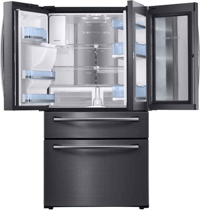 Samsung 28 Cu. Ft. 4-Door French Door Food Showcase Refrigerator-Fingerprint Resistant Black Stainless Steel 4