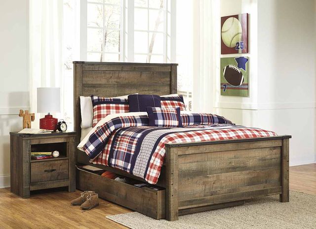 Signature Design by Ashley® Trinell Brown Twin Panel Bed with 1 Large Storage Drawer-3