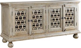 Crestview Collection Bengal Manor Aged Ash Mango Wood Carved Sideboard