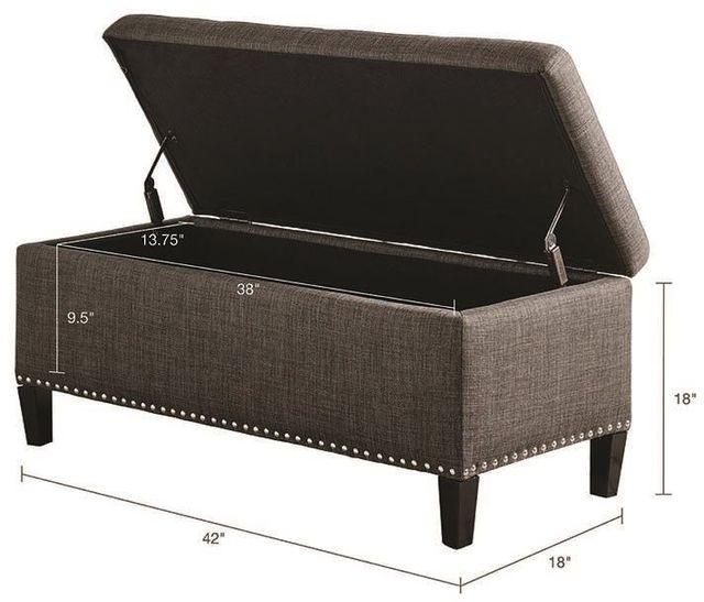 Olliix by Madison Park Charcoal Shandra II Tufted Top Storage Bench ...