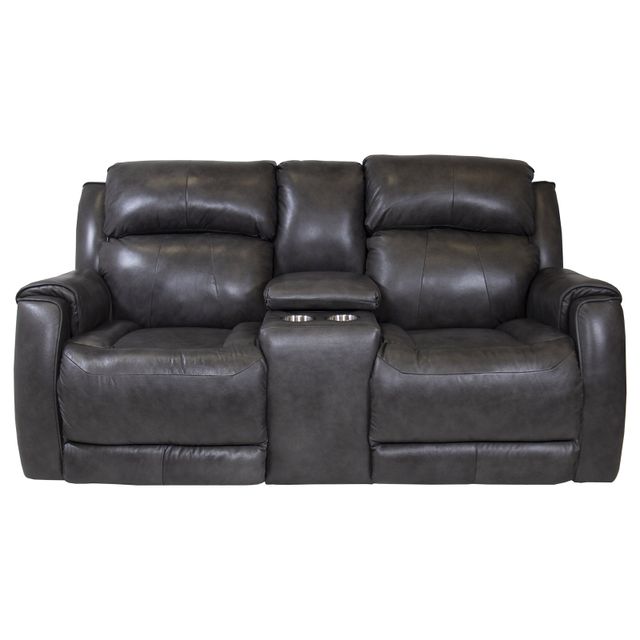 Southern Motion Valentino Slate Leather Power Reclining Loveseat with Power Headrest-0