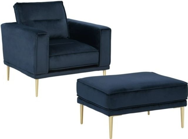 Signature Design by Ashley® Macleary 2-Piece Navy Chair and Ottoman Set-0