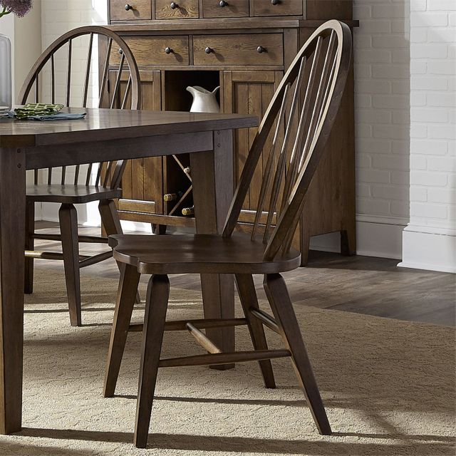 Liberty Furniture Hearthstone 7-Piece Rustic Oak Rectangular Table Set 2