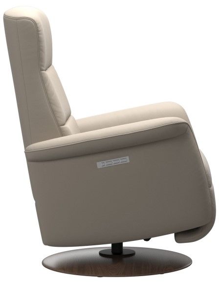 Stressless® by Ekornes® Mike Small All Leather Fog Power Swivel Recliner Chair-2