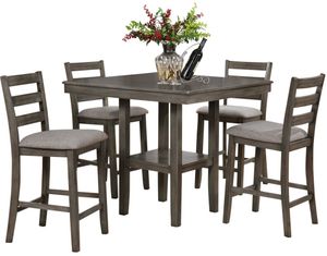 Crown Mark Tahoe 5-Piece Gray Counter Height Dining Set