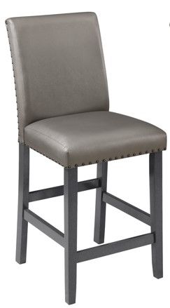 Crown Mark Bankston Dark Gray/Gray Counter Height Chair with Nailhead ...