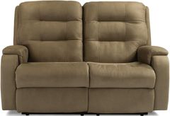 Flexsteel® Arlo Fossil Power Reclining Loveseat with Power Headrests and Lumbar