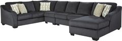 Signature Design by Ashley® Eltmann 4-Piece Slate Left-Arm Facing Sectional with Armless Loveseat and Chaise