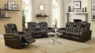 Coaster® Delangelo 3 Piece Brown Power Reclining Living Room Set