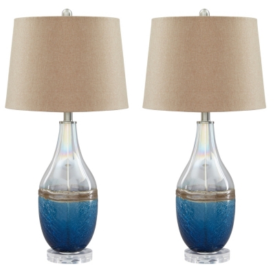 Signature Design by Ashley® Johanna Set of 2 Blue/Clear Table Lamps