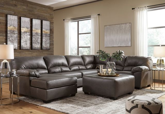 Benchcraft® Aberton 3-Piece Gray Sectional with Ottoman-3