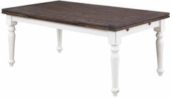 Emerald Home Mountain Retreat Dark Mocha Dining Table with Two Leaves and Antique White Base