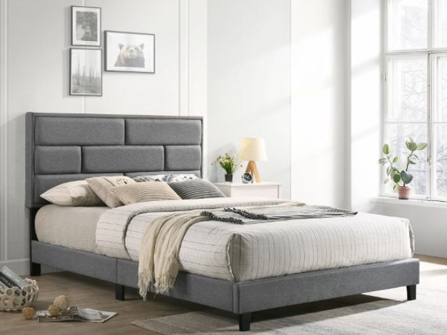 Crown Mark Flannery Grey Queen Platform Upholstered Bed-3