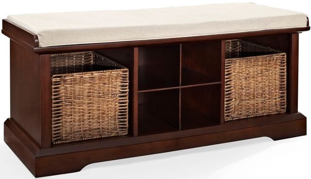 Crosley Furniture® Brennan Mahogany/Tan Storage Bench-0