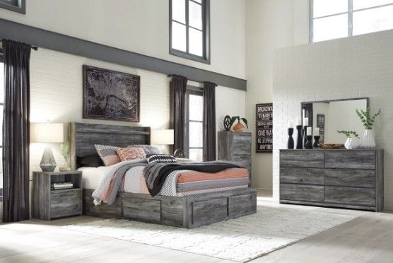 Signature Design by Ashley® Baystorm 2-Piece Gray King Panel Storage Bed Set-3