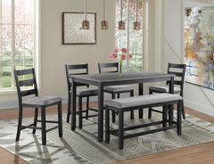 Elements Martin Grey Counter Table, Four Stools & Bench