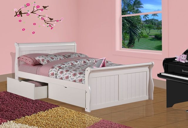 Donco Trading Company Full Sleigh Bed With Dual Under Bed Drawers