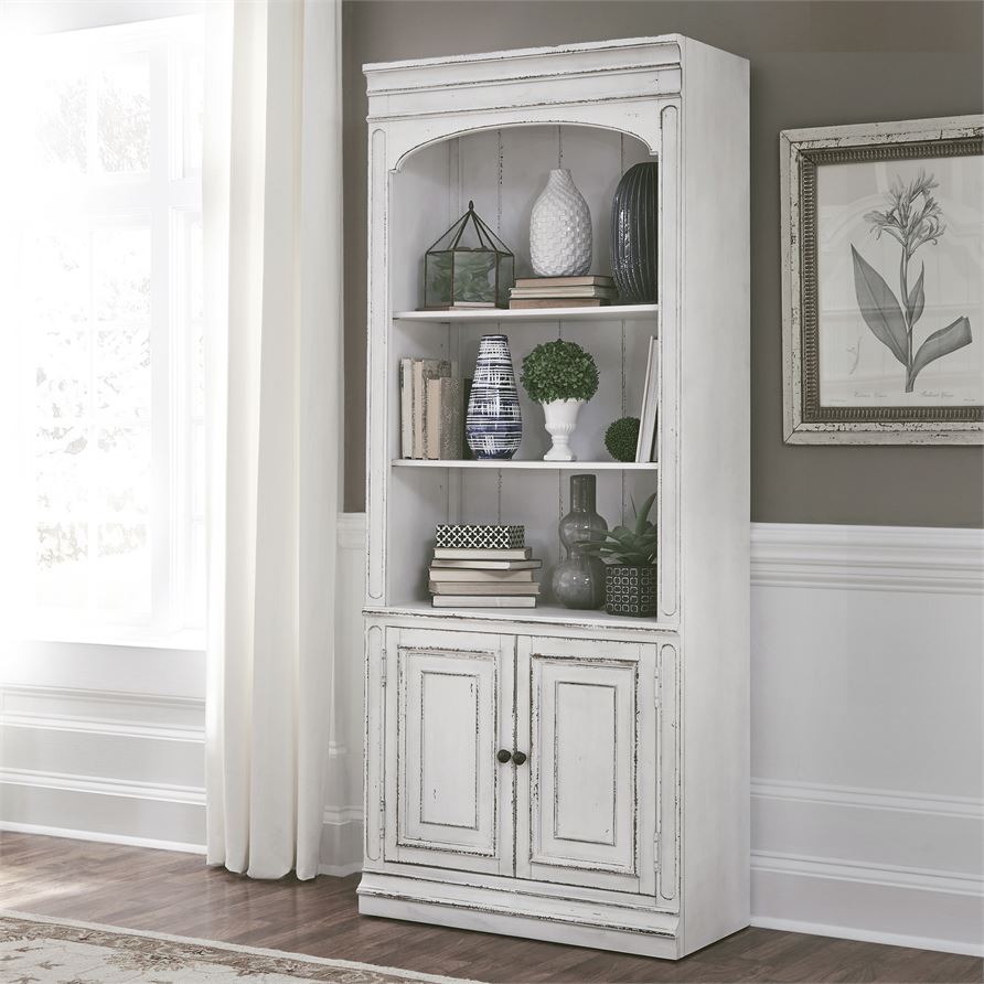 Liberty Furniture Magnolia Manor Antique White Bunching Bookcase   B3d75e1a 2e14 4353 B737 A3e964be7d61 