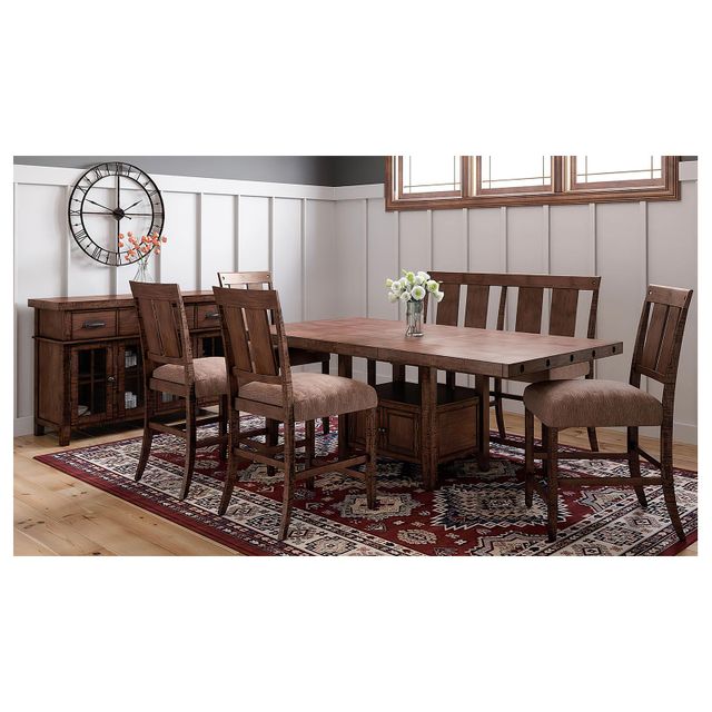 Jofran Mission Viejo Counter Table with 4 Counter Stools & Bench-2