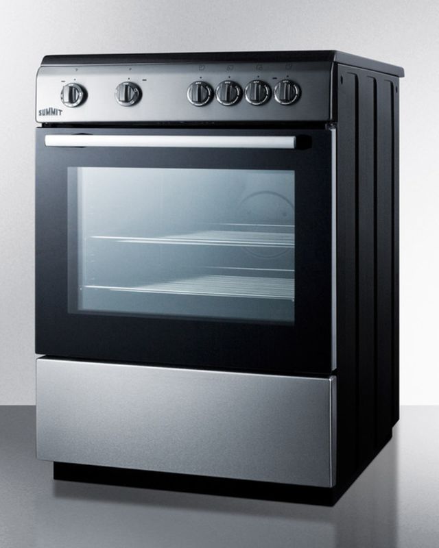 Summit® Classic 24" Black with Stainless Steel Slide In Electric Range 1