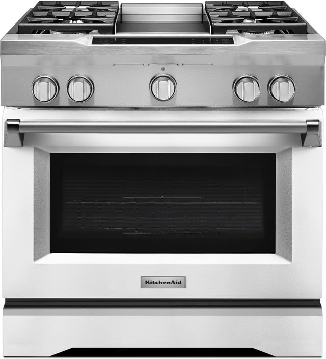 KitchenAid® Commercial Style 36" Pro Style Dual Fuel Range-Imperial White