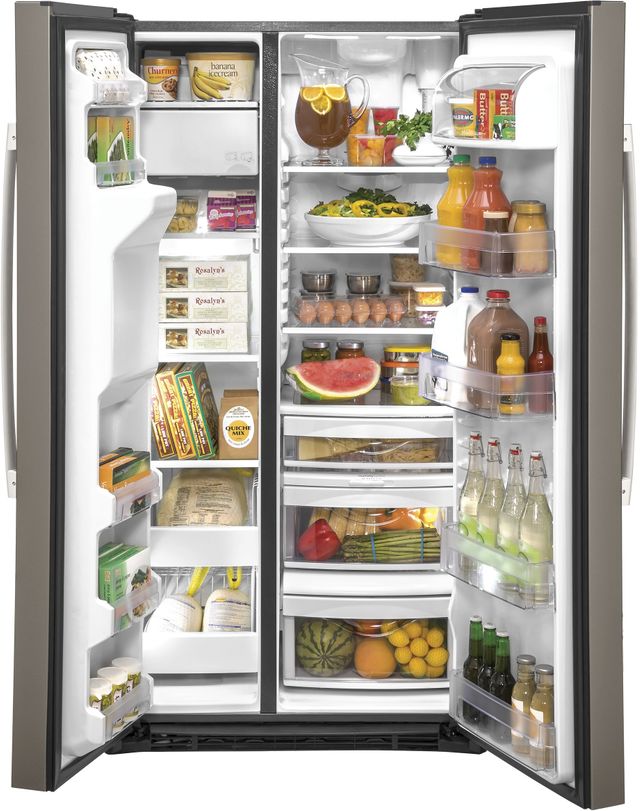 GE® 21.8 Cu. Ft. Slate Counter Depth Side-By-Side Refrigerator 3
