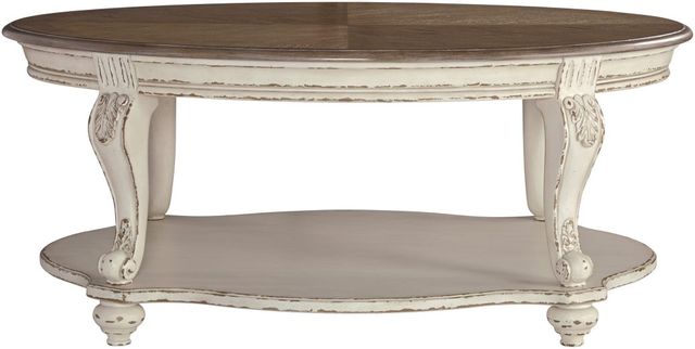 Signature Design by Ashley® Realyn White/Brown Oval Coffee Table-0