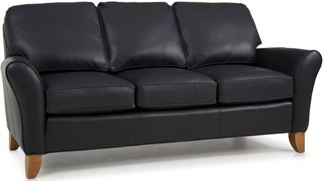 Smith Brothers 344 Collection Black Leather Sofa