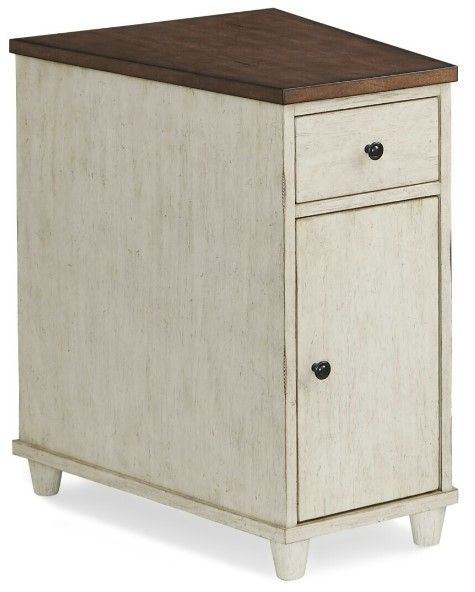 Null Furniture 6618 Rustic White/Toasted Almond Wedge Charging Cabinet