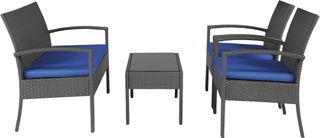 Signature Design by Ashley® Alina 4 Pieces Gray/Blue Outdoor Seating Set