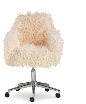 Linon Fiona Pink Faux Fur Office Chair