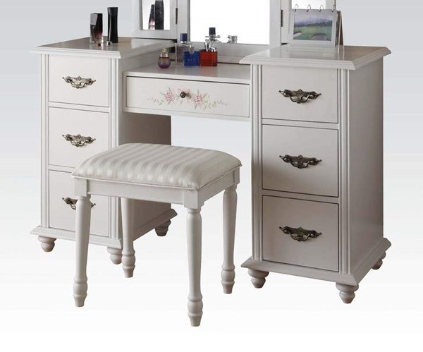 ACME Furniture Torian Collection Vanity Desk with Stool