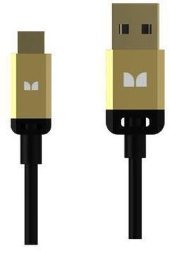 Monster® 3' Mobile High Performance USB A 2.0/Micro USB B Cable-Black/Gold
