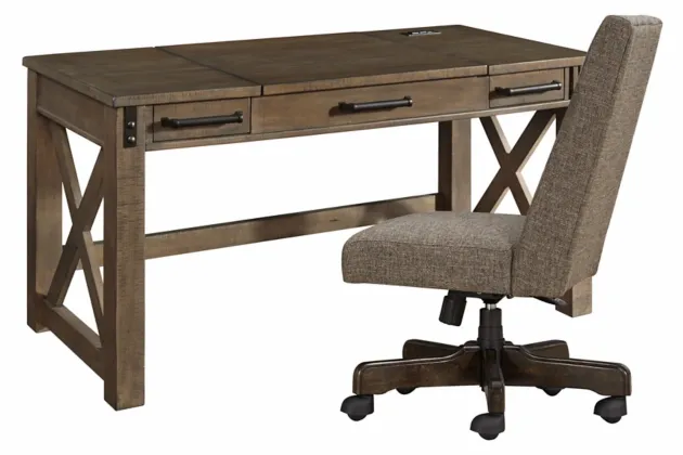 Signature Design by Ashley® Aldwin 2-Piece Gray Office Desk Set-0