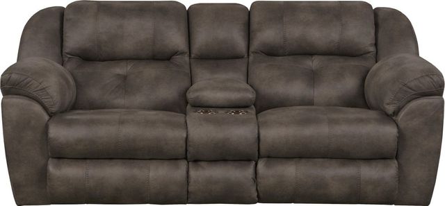 Catnapper® Ferrington Dusk Power Reclining Console Lay Flat Loveseat with Storage and Cupholders 0