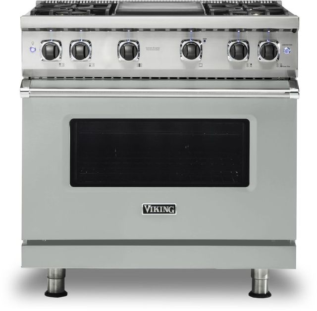 Viking® 5 Series 36" Arctic Grey Pro Style Natural Gas Range with 12" Griddle